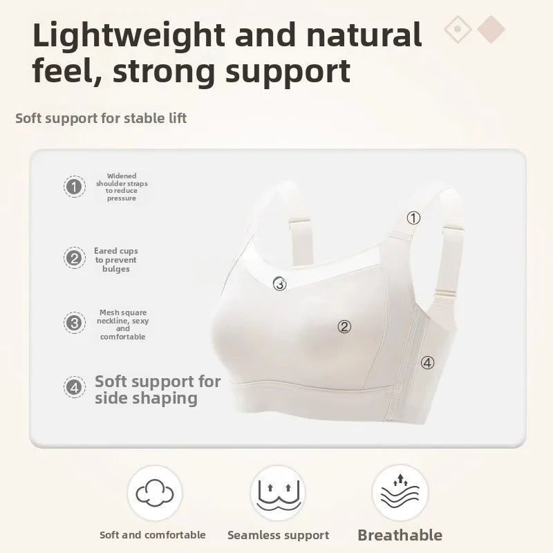 Seamless Full Cup Bra Women's Thin Style Small Chest Illusion Anti-Sagging Summer Ultra-Thin plus Size Bra Comfortable Breath...