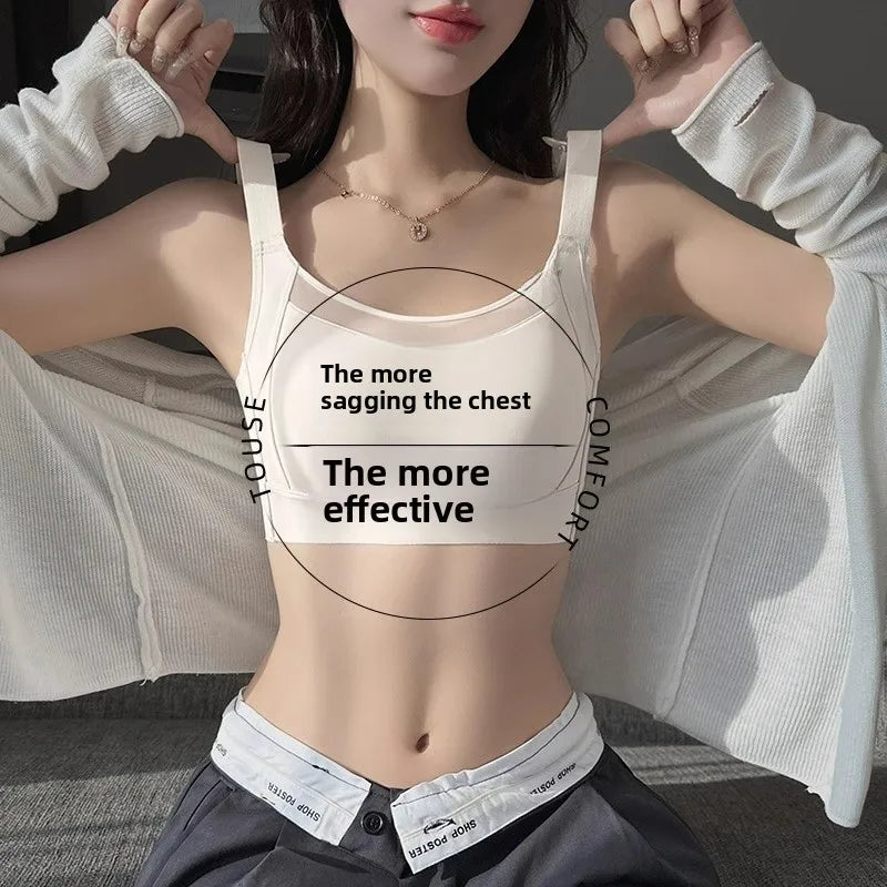 Seamless Full Cup Bra Women's Thin Style Small Chest Illusion Anti-Sagging Summer Ultra-Thin plus Size Bra Comfortable Breath...