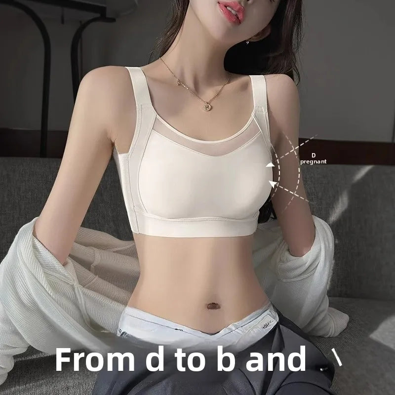 Seamless Full Cup Bra Women's Thin Style Small Chest Illusion Anti-Sagging Summer Ultra-Thin plus Size Bra Comfortable Breath...